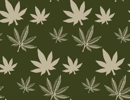 Seamless pattern with a cannabis leaf vector