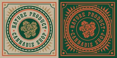 insignia vintage de hoja de cannabis vector