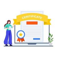 concepto de certificado profesional en línea vector