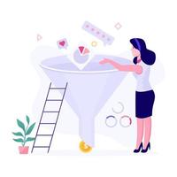 Businesswoman and Sales Funnel Concept vector