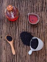 Black sesame oil and seeds photo