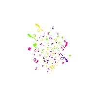 Colorful confetti burst isolated on white background. Festive template. Vector illustration of falling particles for holydays design