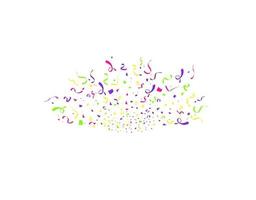 Colorful confetti burst isolated on white background. Festive template. Vector illustration of falling particles for holydays design