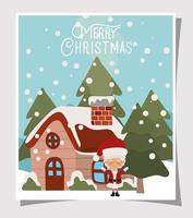 Merry Christmas card with Mrs. claus vector