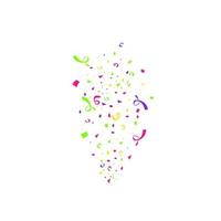 Colorful confetti burst isolated on white background. Festive template. Vector illustration of falling particles for holydays design