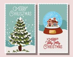 Merry Christmas card set vector