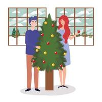 Couple celebrating Christmas vector