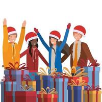 people celebrating Christmas vector