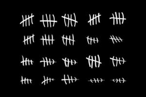 Tally marks on the wall isolated. Counting characters. Vector illustration of counting days in prison.