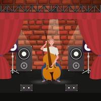 man playing cello instrument character vector