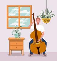 man playing cello instrument character vector