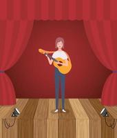 woman playing acoustic guitar character vector