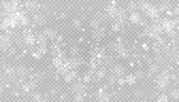 White snow flies. Christmas snowflakes. Winter blizzard background illustration. vector
