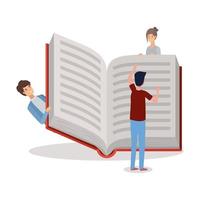 group of students reading books vector