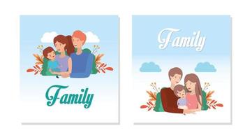 cute and happy family set vector