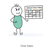 Cartoon Character Timetable vector