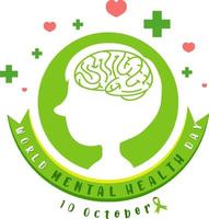 banner o logotipo del día mundial de la salud mental aislado sobre fondo blanco vector