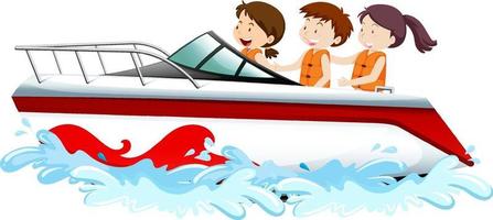 People standing on a speed boat isolated on white background vector