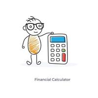 personaje de dibujos animados con calculadora financiera vector