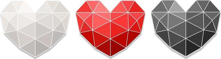 Set of different colour of geometric heart vector