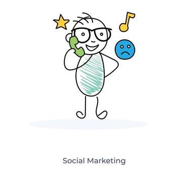 personaje de dibujos animados de marketing en redes sociales vector