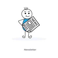 Cartoon Character Holding Newsletter vector