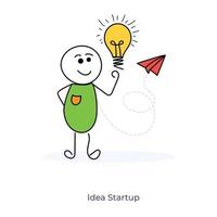 Cartoon Character Having Startup Idea vector