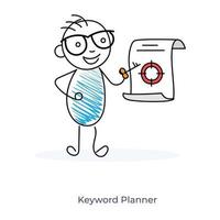 Cartoon Character Showing Keyword Planner vector