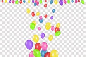 Composición de color de globos realistas vectoriales aislados sobre fondo blanco. globos aislados. para tarjetas de felicitación de cumpleaños u otros diseños vector