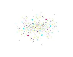 Colorful confetti burst isolated on white background. Festive template. Vector illustration of falling particles for holidays design