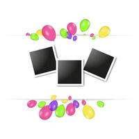 Vector frames photo collage and Color composition of vector realistic balloons isolated on white background