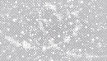 copos de nieve en forma de corazón en un estilo plano en líneas de dibujo continuas. rastro de polvo blanco. Fondo abstracto mágico aislado. milagro y magia. vector