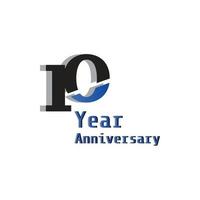 10 Years Anniversary Celebration Blue Color Vector Template Design Illustration