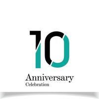 10 Years Anniversary Celebration Blue Color Vector Template Design Illustration