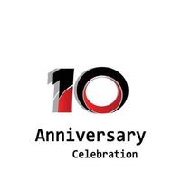 10 Years Anniversary  Red  Color Vector Template Design Illustration