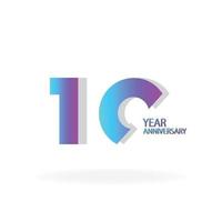 10 Years Anniversary Celebration Blue  Color Vector Template Design Illustration