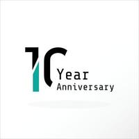 10 Years Anniversary Celebration Blue Color Vector Template Design Illustration