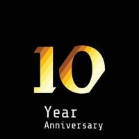 10 Years Anniversary Celebration Gold and Black  Color Vector Template Design Illustration