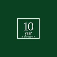 10 Years Anniversary Celebration Green Color Vector Template Design Illustration