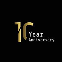 10 Years Anniversary Celebration Gold and Black  Color Vector Template Design Illustration