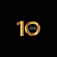 10 Years Anniversary Celebration Gold and Black  Color Vector Template Design Illustration