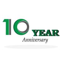 10 Years Anniversary Celebration Green Color Vector Template Design Illustration