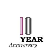 10 Years Anniversary Celebration Purple Color Vector Template Design Illustration