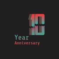 10 Years Anniversary Celebration Rainbow Color Vector Template Design Illustration