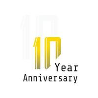 10 Years Anniversary Celebration Yellow Color Vector Template Design Illustration