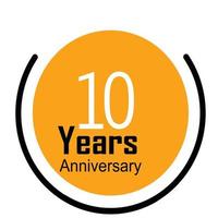 10 Years Anniversary Celebration Yellow Color Vector Template Design Illustration