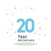 20 Years Anniversary Celebration Blue Color Vector Template Design Illustration