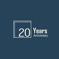 Ilustración de diseño de plantilla de vector de color azul de celebración de aniversario de 20 años