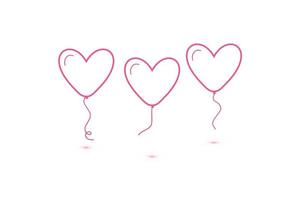 Set of Heart balloons isolated, single linear icon for websites and mobile minimalistic flat design. vector