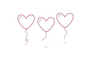 Set of Heart balloons isolated, single linear icon for websites and mobile minimalistic flat design. vector